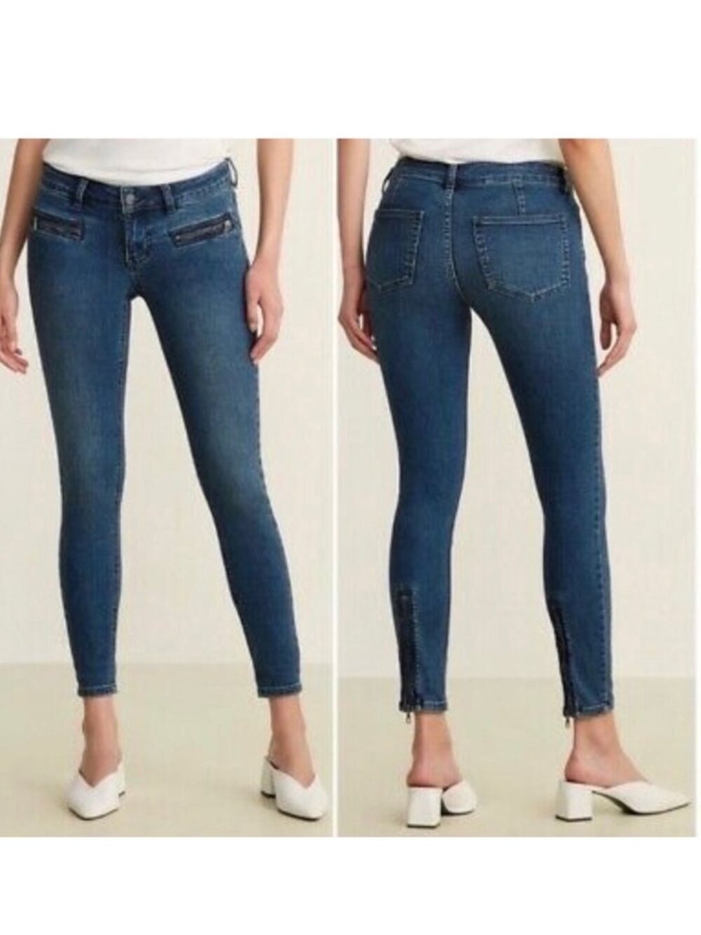 FREE PEOPLE We the Free Jet Skinny Zipper Ankle Denim Jeans 28